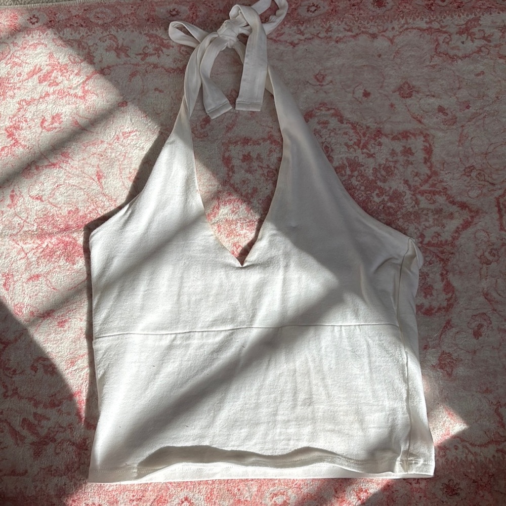 Hollister White Sleeveless Crop Tank Top